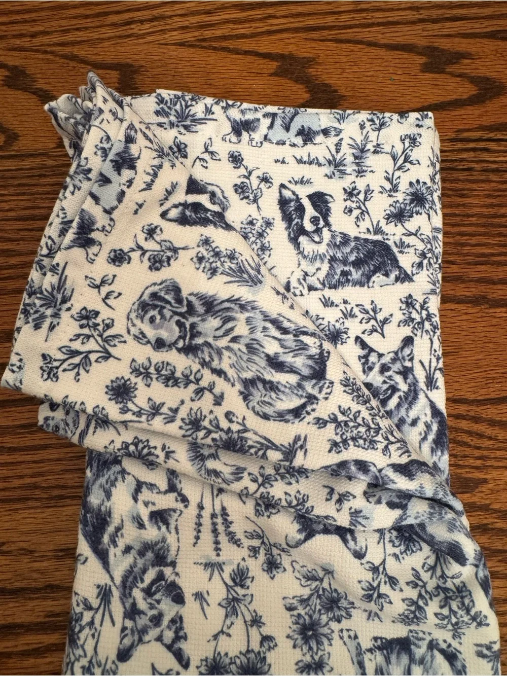 The Farmhouse by Rachel Ashwell Dog Toile Kitchen Towels Set/2 Bamboo Cotton NWT